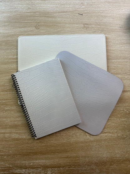 White Alligator Print Mouse Pad