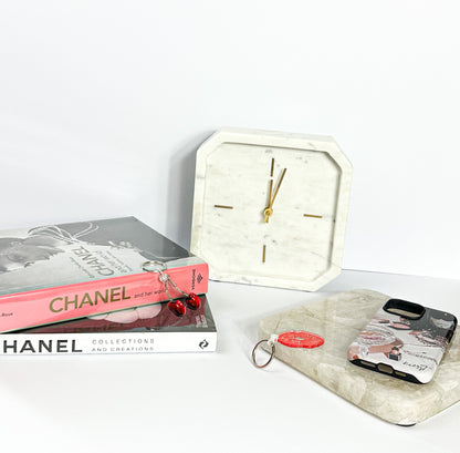 White and Grey Marble Clock