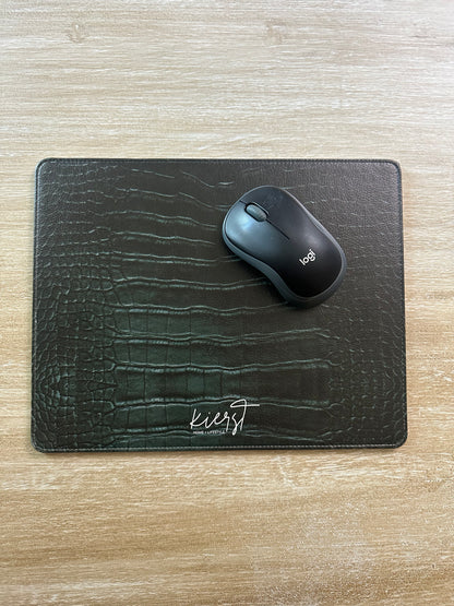 Emerald Crocodile Print Faux Leather Mouse Mat