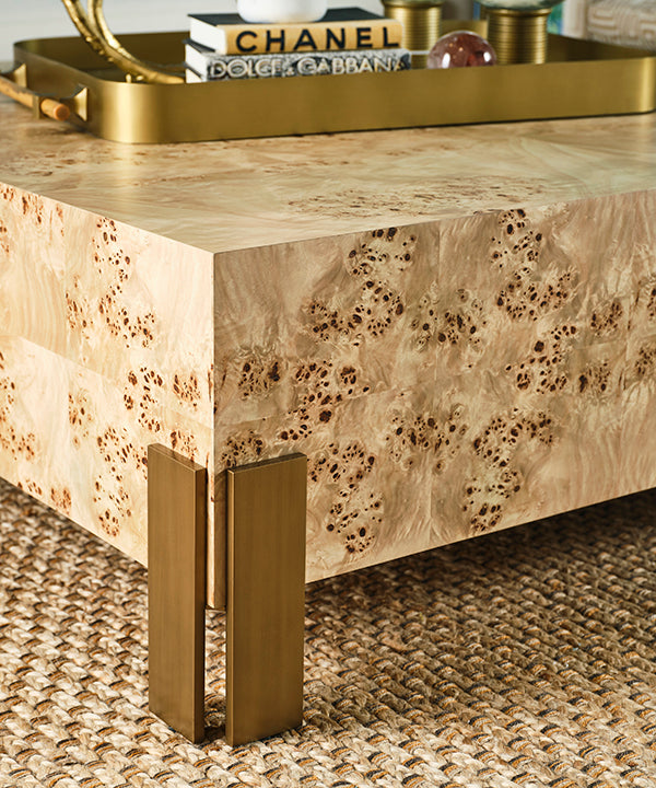 Enid Coffee Table in Burl Wood
