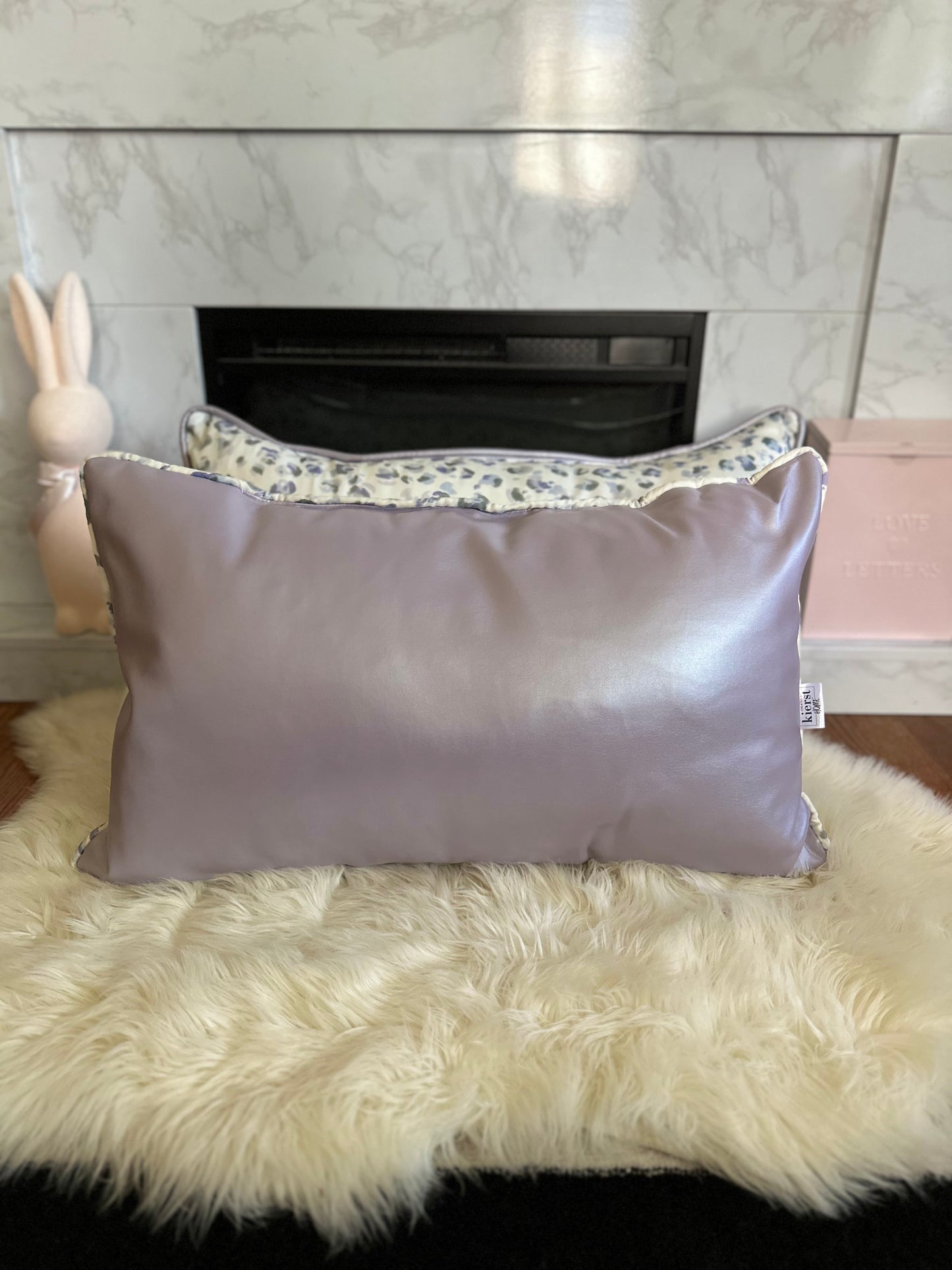 Lilac Pearl Faux Leather Throw Pillows