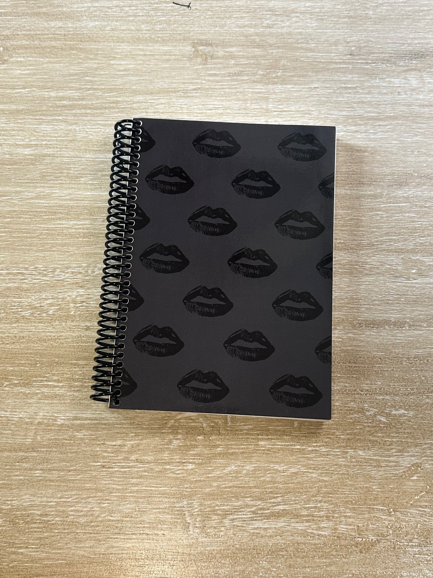 Black Lips on Charcoal Notebook