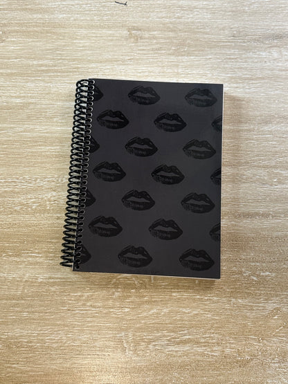Black Lips on Charcoal Notebook