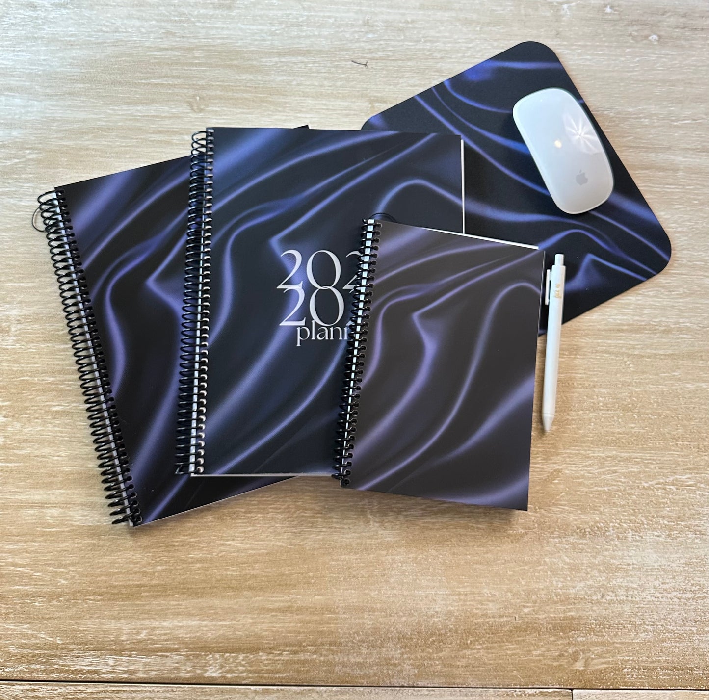 Navy Silk Print Mouse Pad