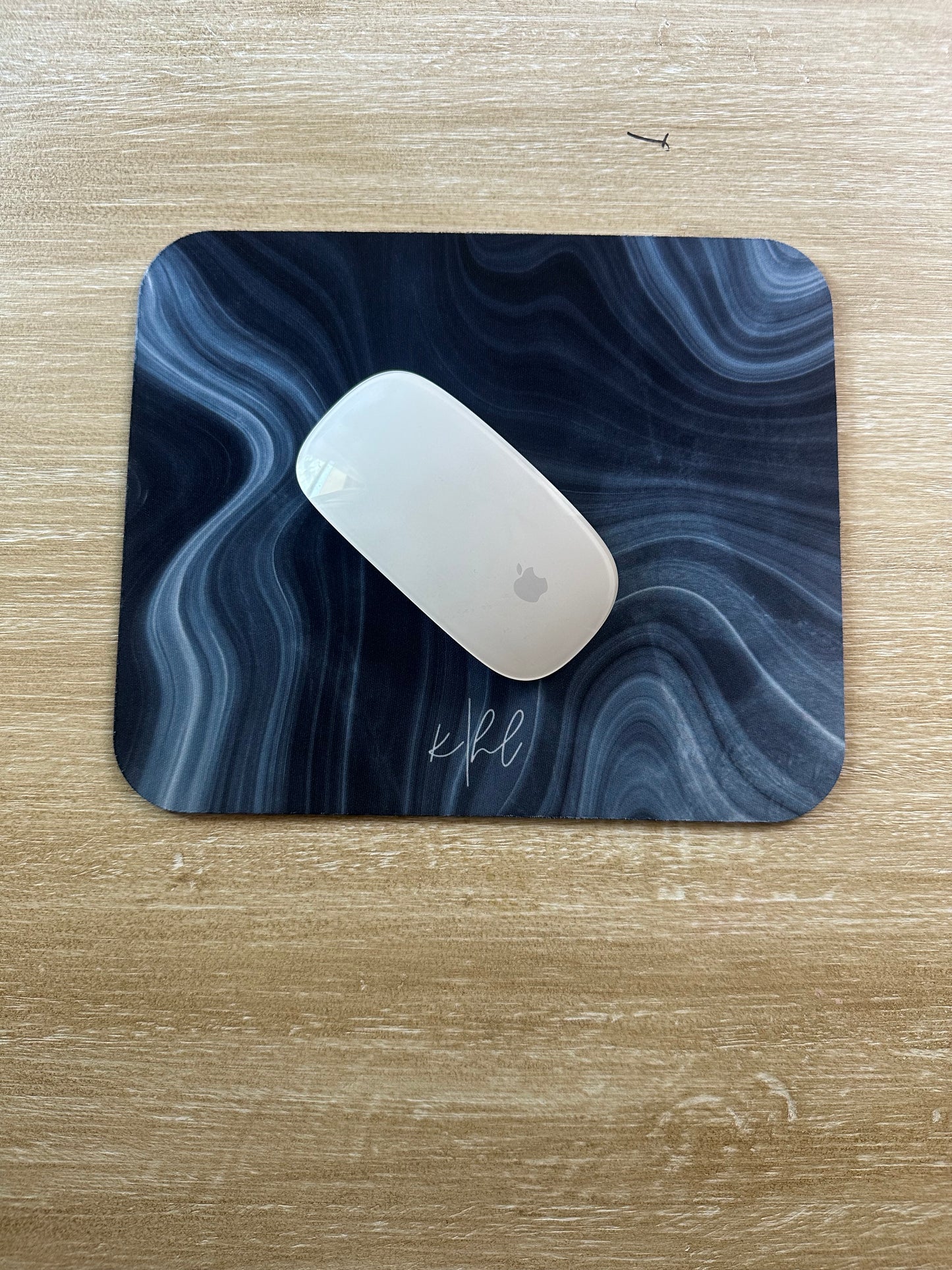 Navy Marble Mouse Pad