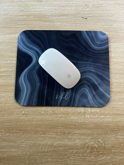 Navy Marble Mouse Pad