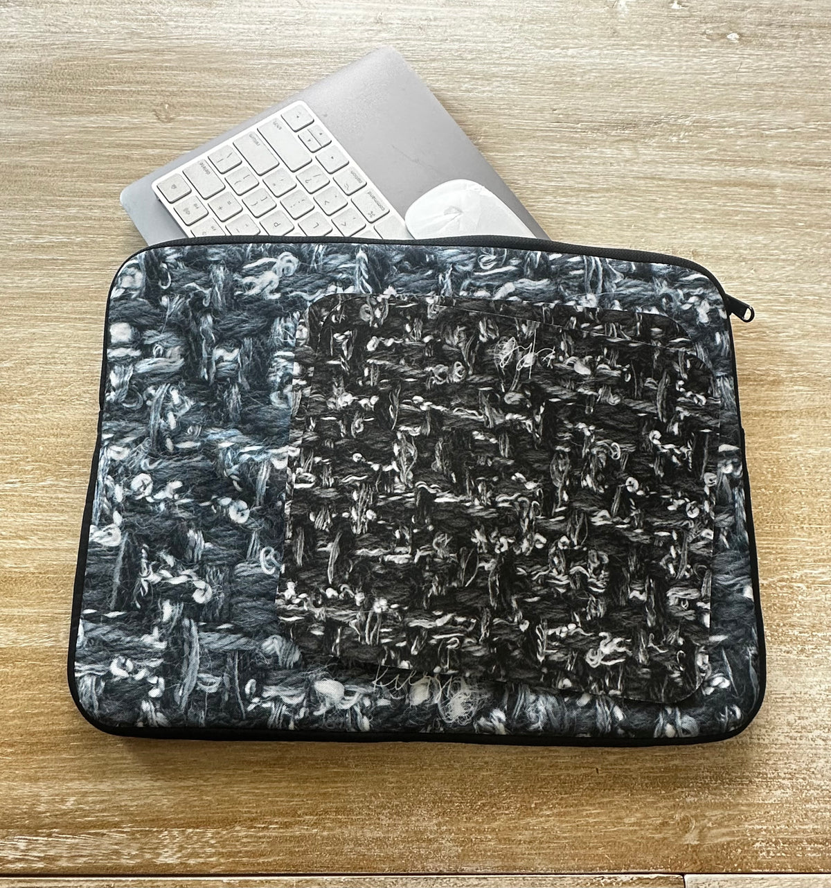 Grey Tweed Print Laptop Sleeve
