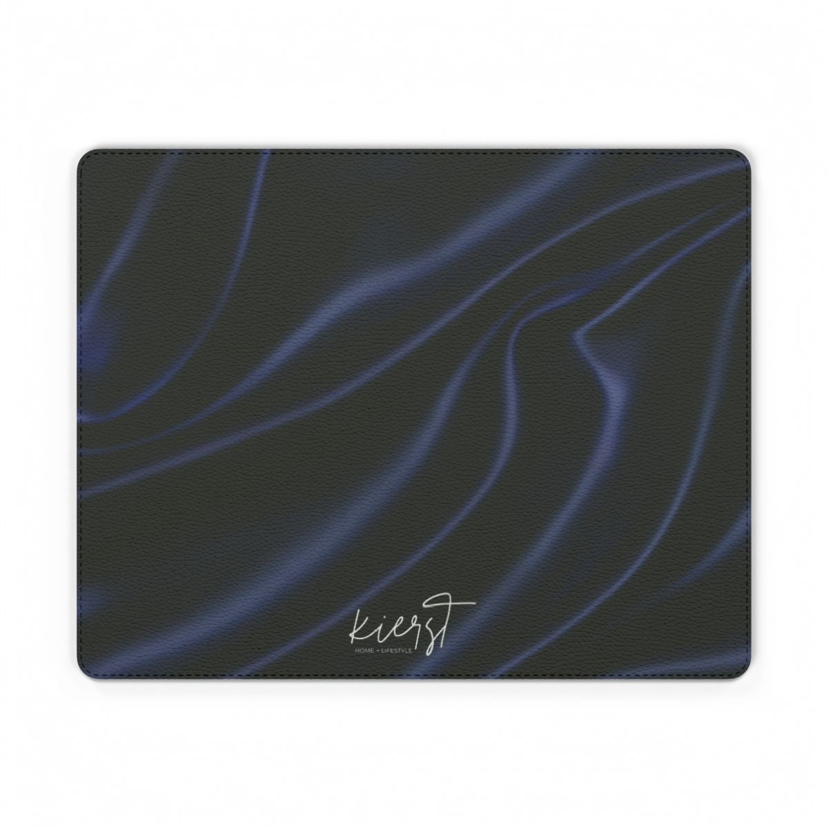 Navy Silk Print Faux Leather Mouse Mat