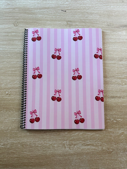 Cherries on Pink Stripes Notebook