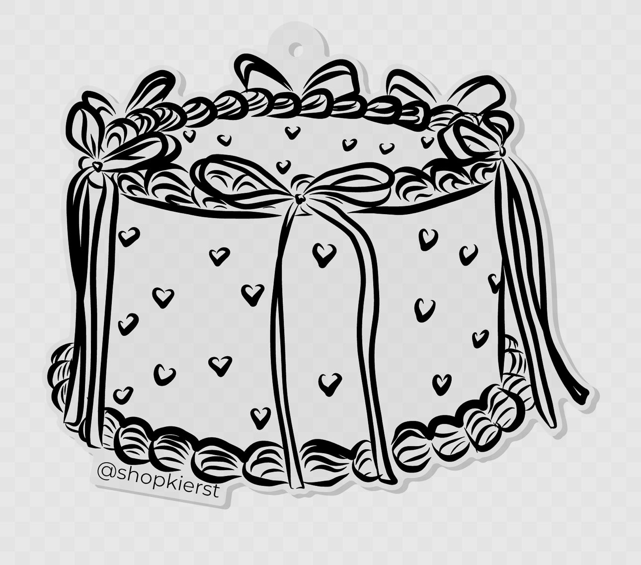 Black Bow Heart Cake Ornament + Keychain