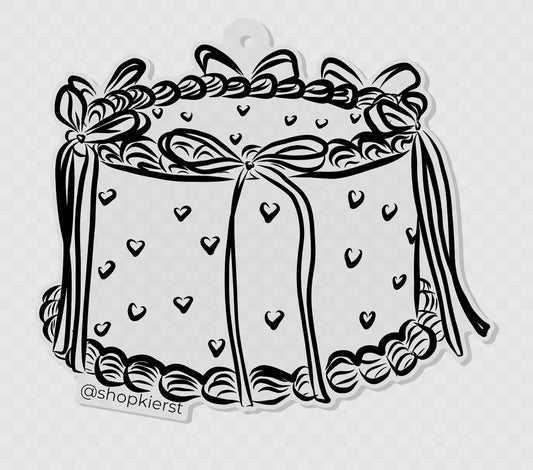 Black Bow Heart Cake Ornament + Keychain