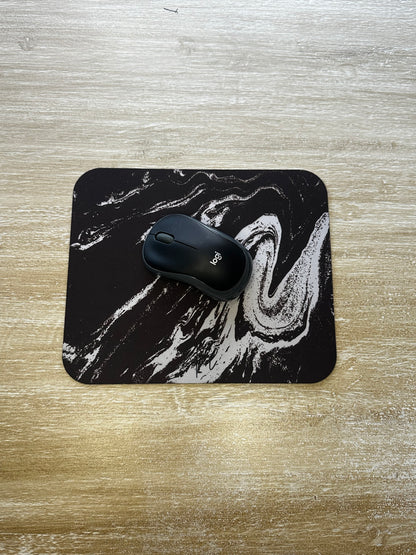Cream Marble on Signature Velvet Noir Mouse Pad