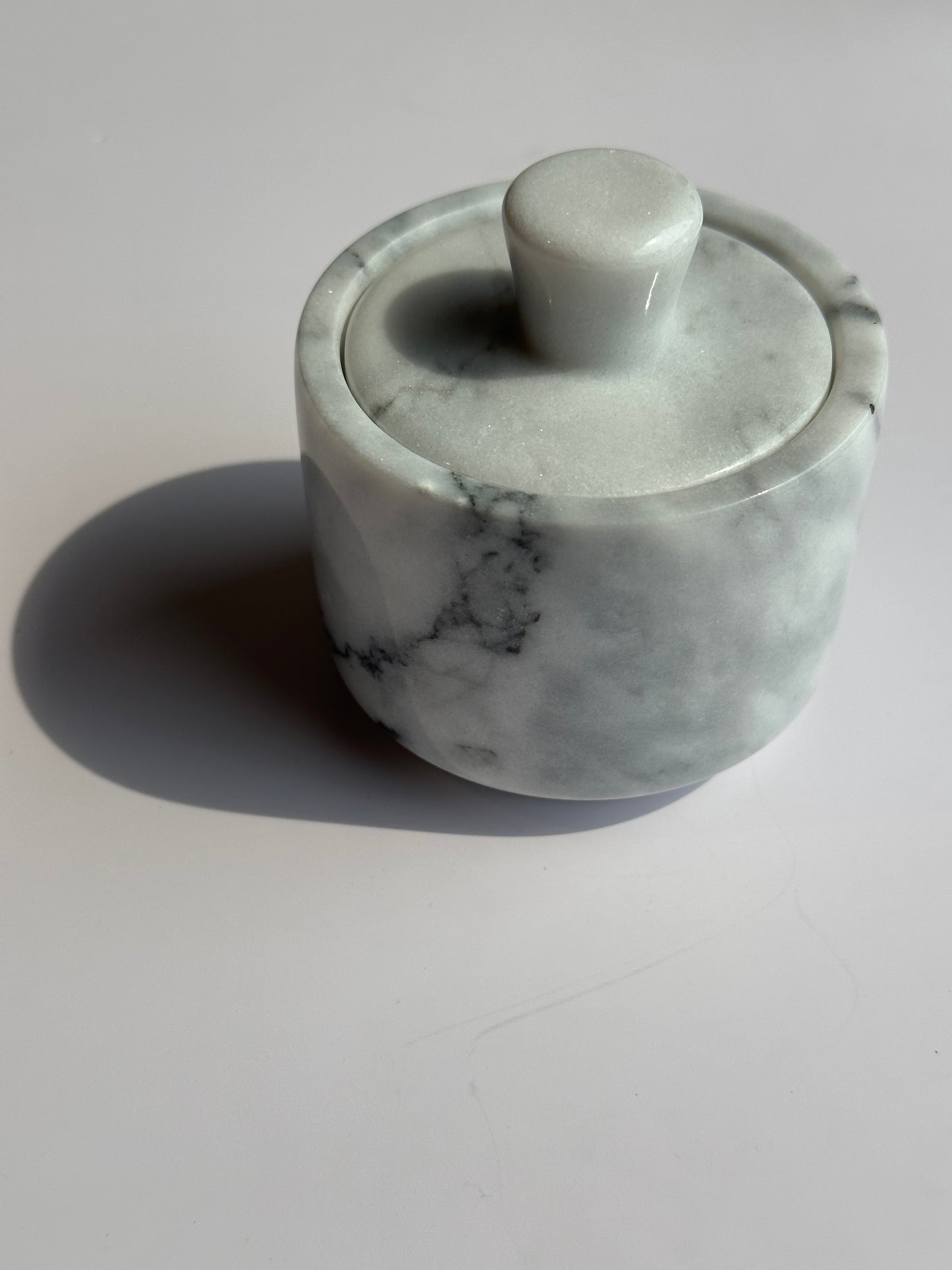 Marble Spice Cellar with Lid | Luxe Kitchen Storage in White and Grey or Black Marble