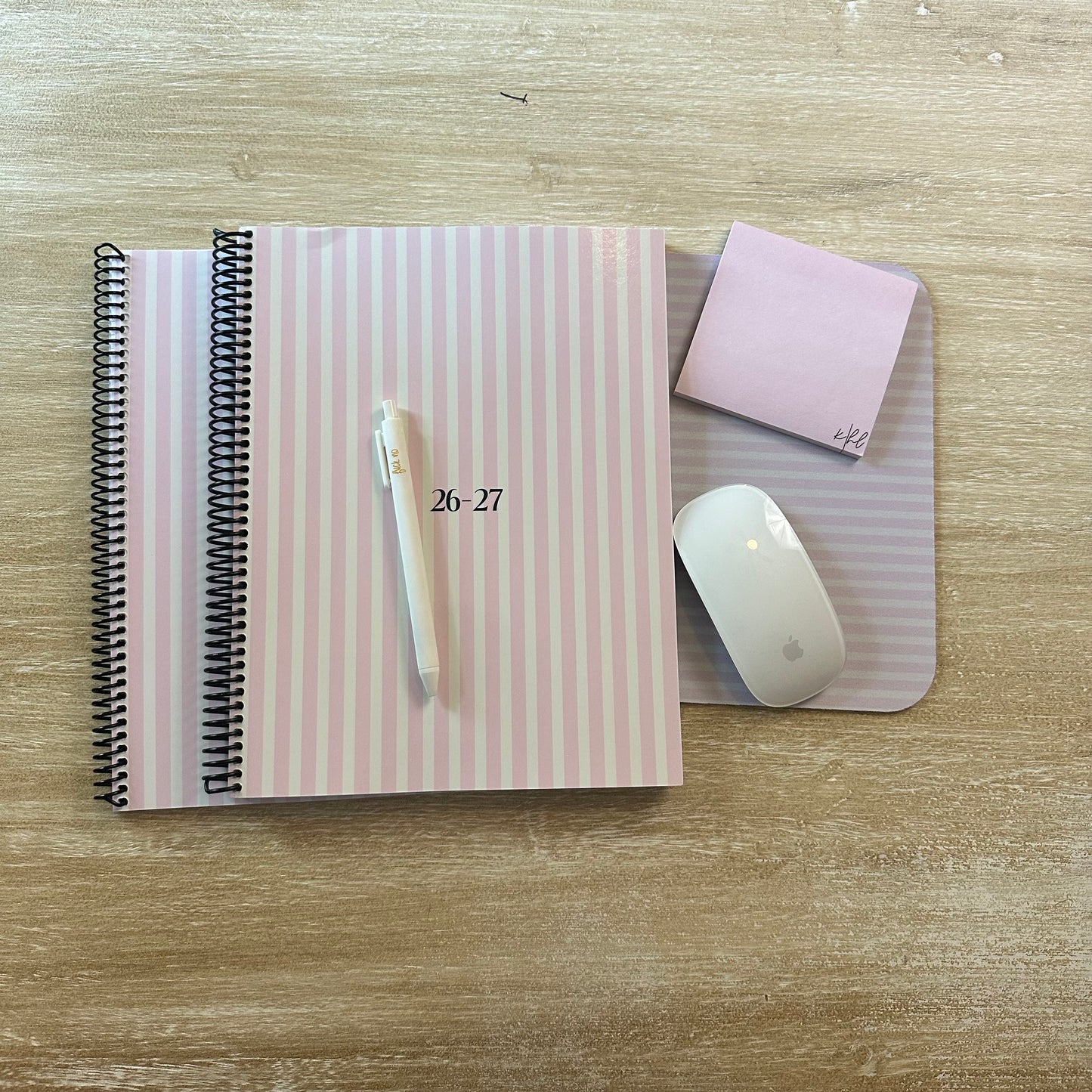 2026 - 2027 Signature Pink + Cream Striped Mid Year Lifestyle Planner