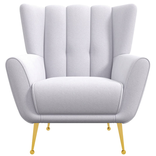 Gianna Tufted Boucle Armchair with Gold Legs | Mid-Century Modern Desk or Accent Chair, Sculptural Silhouette