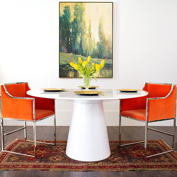 Hamilton Round Dining Table in White Lacquer