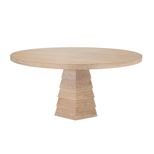 Hugo Round Dining Table in Cerused Oak