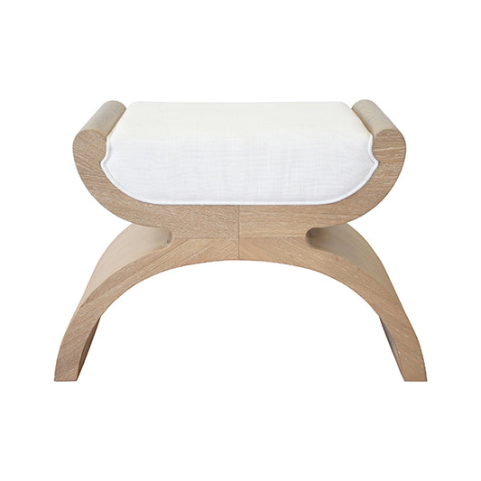 Janna Stool in Oak & White Linen