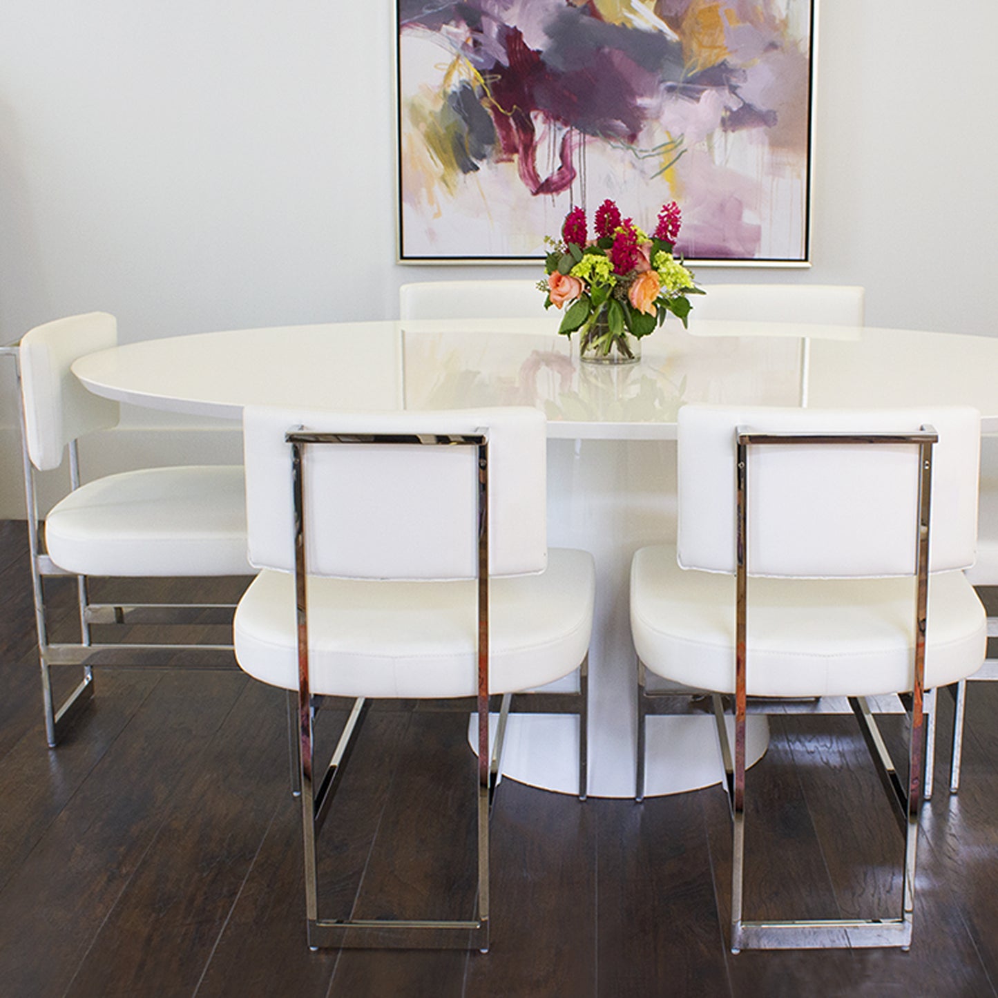 Jefferson Oval Dining Table in White Lacquer