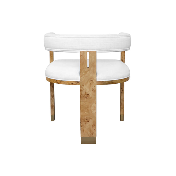 Jude Barrel Chair in Burl & White Linen