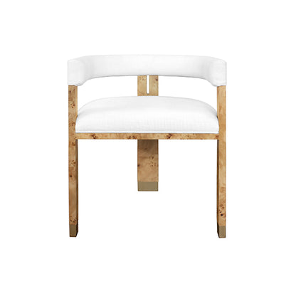 Jude Barrel Chair in Burl & White Linen