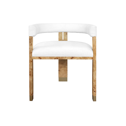 Jude Barrel Chair in Burl & White Linen