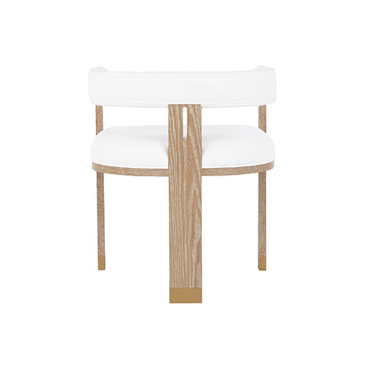 Jude Barrel Chair in Cerused Oak & White Linen