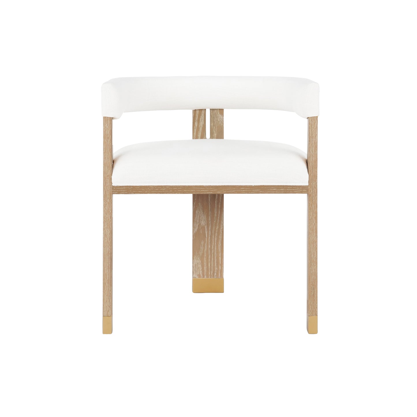 Jude Barrel Chair in Cerused Oak & White Linen