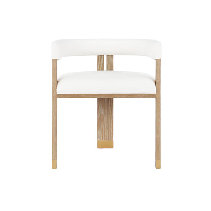 Jude Barrel Chair in Cerused Oak & White Linen