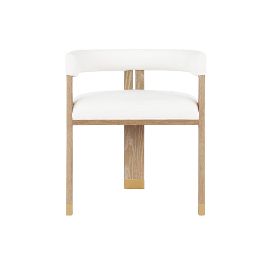 Jude Barrel Chair in Cerused Oak & White Linen
