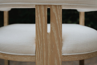 Jude Barrel Chair in Cerused Oak & White Linen