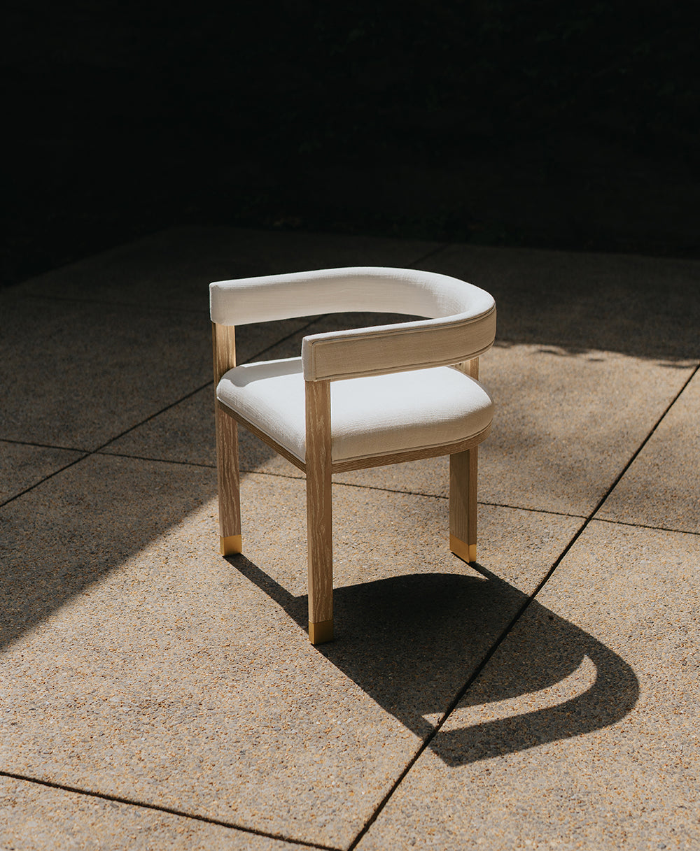 Jude Barrel Chair in Cerused Oak & White Linen