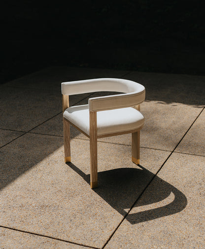 Jude Barrel Chair in Cerused Oak & White Linen