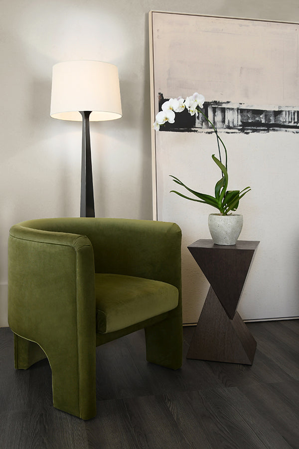 Lansky Barrel Chair in Olive Velvet