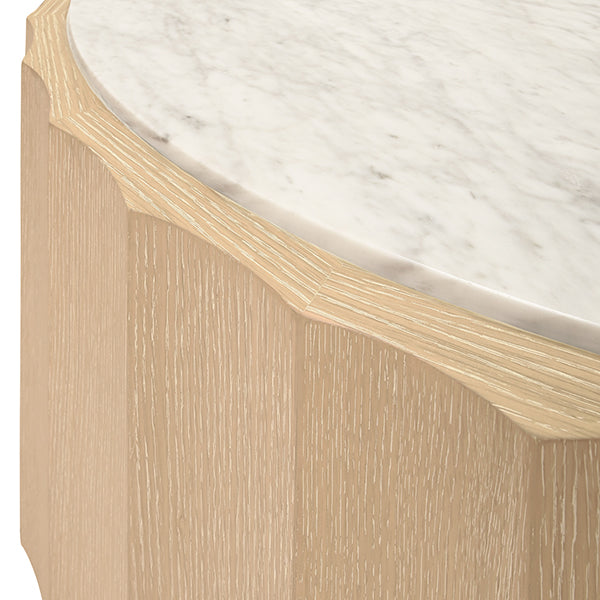 Moore Coffee Table in Cerused Oak & White Carrara Marble