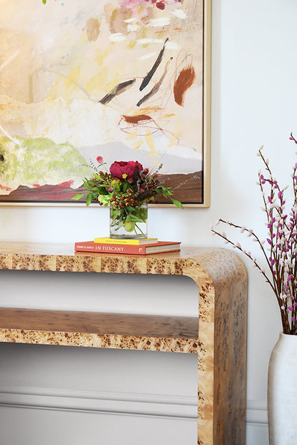 Marshall Console Table in Burl Wood