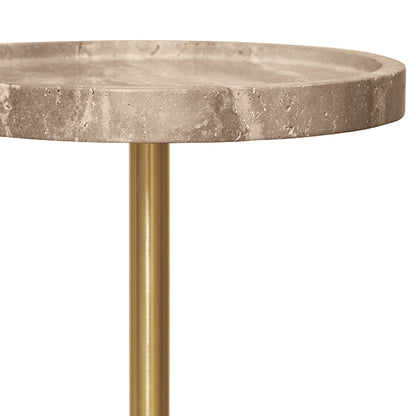 Natalia Cigar Table in Travertine & Brass