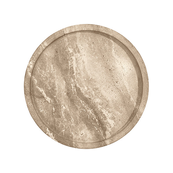 Natalia Cigar Table in Travertine & Brass