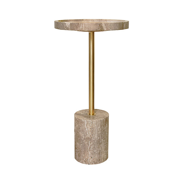 Natalia Cigar Table in Travertine & Brass