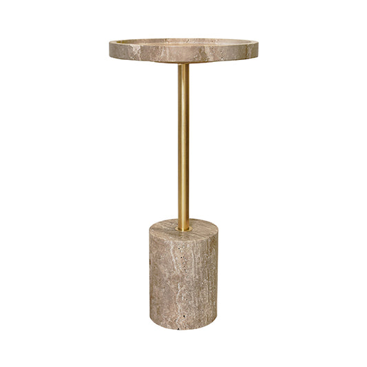 Natalia Cigar Table in Travertine & Brass