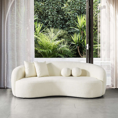 Drake Japandi Style Curvy Boucle Sofa