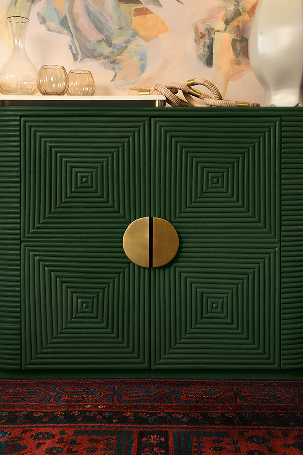 Roger Two-Door Cabinet in Hunter Green Rattan