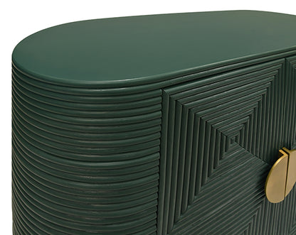Roger Two-Door Cabinet in Hunter Green Rattan