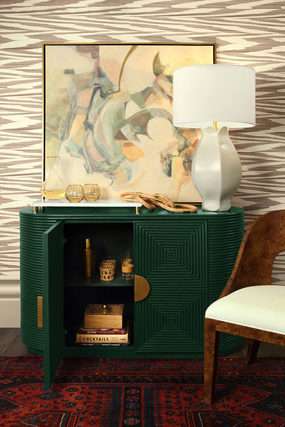 Roger Two-Door Cabinet in Hunter Green Rattan