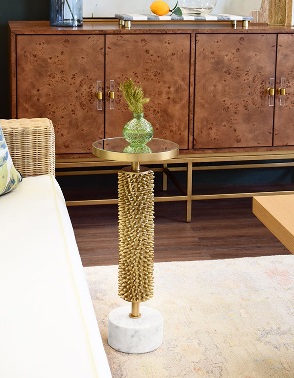 Talia Cigar Table in Brass & Marble