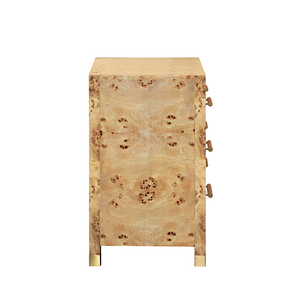 Winchester Six-Drawer Chest in Burl Wood & Rattan