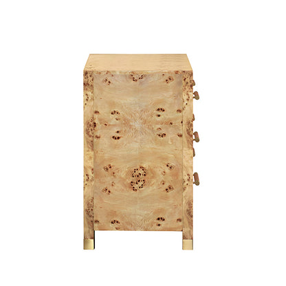 Winchester Six-Drawer Chest in Burl Wood & Rattan