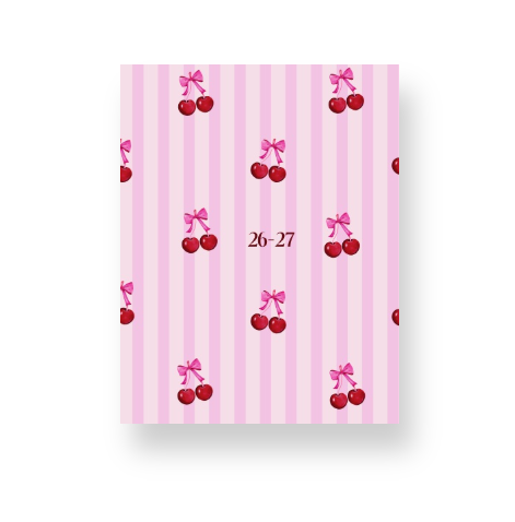 2026 - 2027 Cherries on Pink Stripes Mid Year Lifestyle Planner