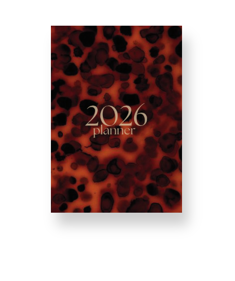 2026 planner with tortoiseshell pattern on a white background