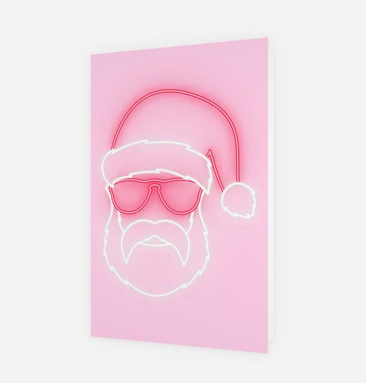 Neon Santa Christmas Card